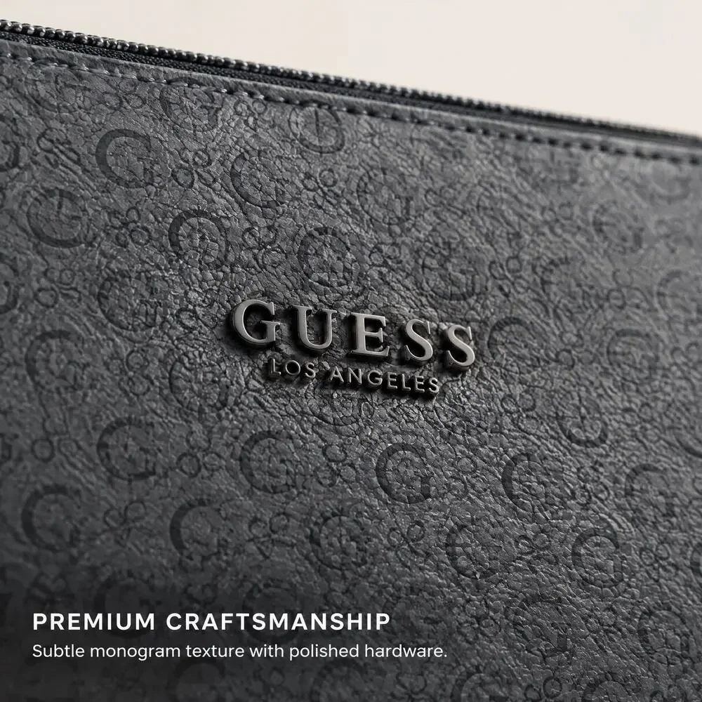 GUESS Los Angeles Black Logo Print Cosmetic Bag Travel Makeup Pouch